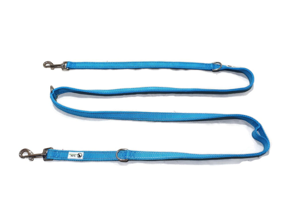 Multi Dog Lead - Nylon w/Reflective Stitching - Double Clip ,Coupler, Waist Belt, Short/Long, Quicktie - Moondidley Pets