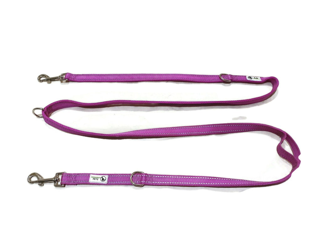 Multi Dog Lead - Nylon w/Reflective Stitching - Double Clip ,Coupler, Waist Belt, Short/Long, Quicktie - Moondidley Pets
