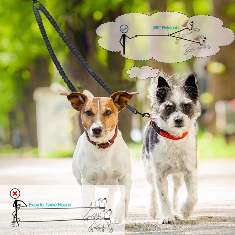 Pet Double-Ended Rope + 1.5M Leash - Easy to walk two dogs, tangle-free design