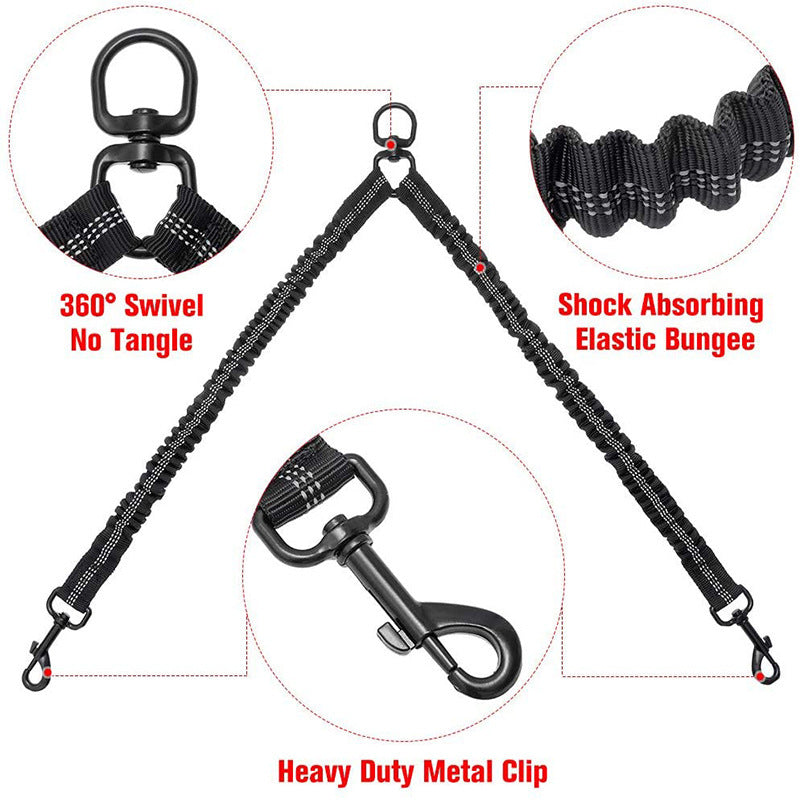 Pet Double-Ended Rope + 1.5M Leash - Easy to walk two dogs, tangle-free design