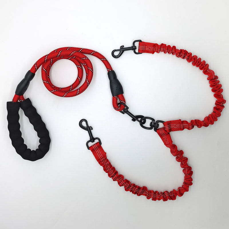 Pet Double-Ended Rope + 1.5M Leash - Easy to walk two dogs, tangle-free design