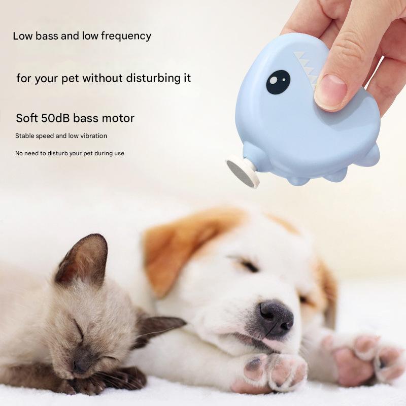 Cute Dinosaur Electric Pet Nail Grinder - 3-Speed, Low Noise, USB-C for Dogs & Cats
