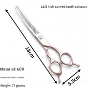 Rose Gold and Silver Professional 6.5 Inch Pet Grooming Thinning Shears - 45-Tooth Stainless Steel Texturizing Scissors for Dogs & Cats