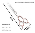 Load image into Gallery viewer, Rose Gold and Silver Professional 6.5 Inch CURVED Pet Grooming CHUNKING Shears - 17-Tooth Stainless Steel Texturizing Scissors for Dogs &amp; Cats
